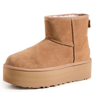 UGG Chestnut Suede Platform Ankle Booties